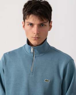 Lacoste Heren Zip-Up Opstaande Kraag Katoenen Sweater - maat 3XL Blauw