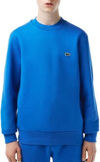 Lacoste Herenkatoenmix sweatshirt met geribbelde zoom en manchetten Lacoste , Blue , Heren - XL