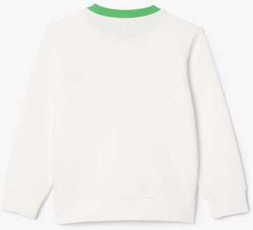 Lacoste Jongens Lacoste Juniors Fleece Sweatshirt met ronde hals en print in crème