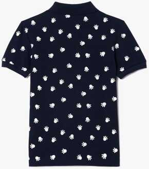 Lacoste Jongens Lacoste Juniors Piqué Print Poloshirt in Blauw - maat 2J / 92cm