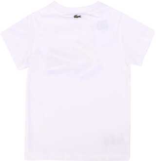 Lacoste Jongens-T-shirt met badgeprint katoen van Lacoste in wit