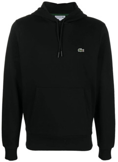 Lacoste Katoenen Logo Patch Hoodie Lacoste , Black , Heren - Xl,S