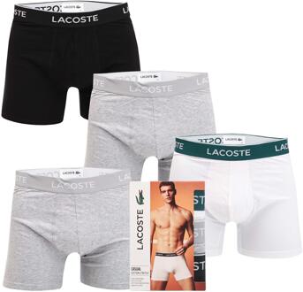 Lacoste Katoenen stretch boxershorts heren (3-pack) (Zwart/Grijs/Wit) - maat Zwart/wit