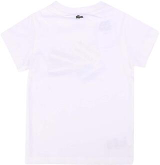 Lacoste Katoenen T-shirt met badge voor kinderen (Crème) - maat