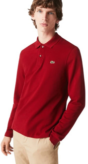 Lacoste Kleding Polo Classique ML L1312 Croco by Lacoste Bordeaux - S