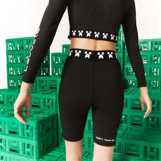 Lacoste Live x Minecraft fietsshort voor dames in zwart