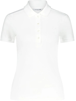 Lacoste Logo Applique Slim-Fit Poloshirt Lacoste , White , Dames - Xl,L,M,S,Xs