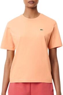 Lacoste Luxe Organisch Katoenen T-Shirt Lacoste , Orange , Dames - M,S,Xs