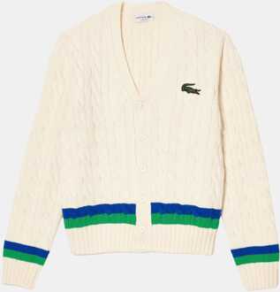 Lacoste Men's Lacoste Cable Knit Striped Cardigan in Multi colour Veelkleurig