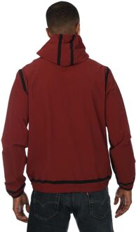 Lacoste Men's Lacoste Hooded Lettering Light Zip Jacket in wine Wijnrood - S/M