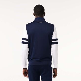 Lacoste Men's Lacoste Sportsuit Striped Tennis Sweatshirt in Navy-White - M