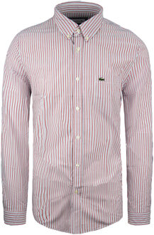 Lacoste Overhemd Rood/Wit Regular Fit Heren Veelkleurig - S