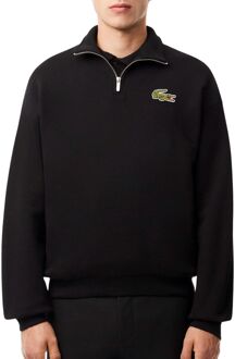 Lacoste Oversized Katoenen Sweatshirt met Rits Kraag Lacoste , Black , Heren - 2Xl,Xl,L,M