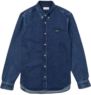 Lacoste Regular Fit Denim Overhemd met Basic Logo Lacoste , Blue , Heren - 2XL