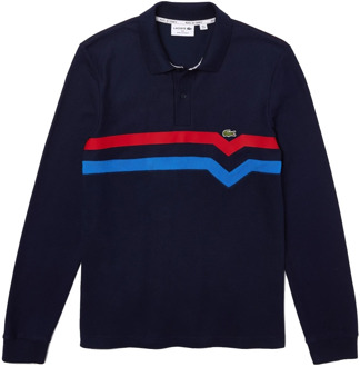 Lacoste Regular Fit L/S Polo Shirt met Tricolor Stripes Lacoste , Blue , Heren
