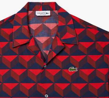 Lacoste Relaxed-Fit overhemd met print voor heren in rood - 17.5 inch