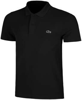 Lacoste Ribbed Collar Polo Heren zwart - L