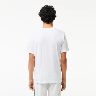 Lacoste Signature Logo T-Shirt Wit Lacoste , White , Heren - Xl,L,M,S