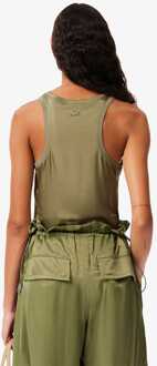 Lacoste Slim Fit Fluid Satin Tank Top in Khaki voor dames - maat Kaki