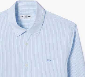 Lacoste Slim-Fit geruit overhemd in popeline voor heren in wit - maat