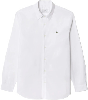 Lacoste Slim Fit Stretch Katoenen Wit Overhemd Lacoste , White , Heren - 2Xl,Xl,L,M,5Xl,4Xl,3Xl