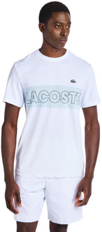 Lacoste Small Croc Logo Stripe T-shirts Heren - Wit - Maat S White