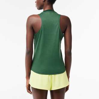 Lacoste Sport Contrast Stretch Katoenen Damestank in Groen