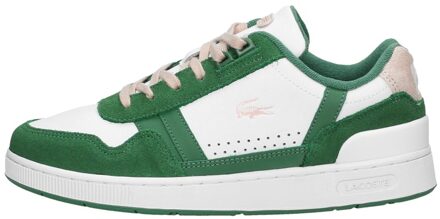 Lacoste T-Clip Leather Colour Contrast Sneakers Dames wit - groen - roze - 39 1/2