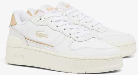 Lacoste T-Clip Platform Leren Damestrainers in Wit