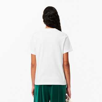 Lacoste T-shirt met bloemenprint in wit - EU 34 / UK 6