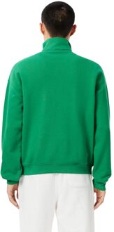 Lacoste Uniseks Zip Neck Sweatshirt met accenten voor volwassenen Loose Fit (Groen) - maat