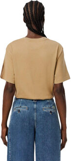 Lacoste Unisex Adult Zwaar Katoen Gewassen T-Shirt (Beige)