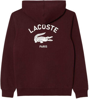 Lacoste Unisex Hoodie met rugprint voor volwassenen (Kastanjebruin Rood) - maat 2XS