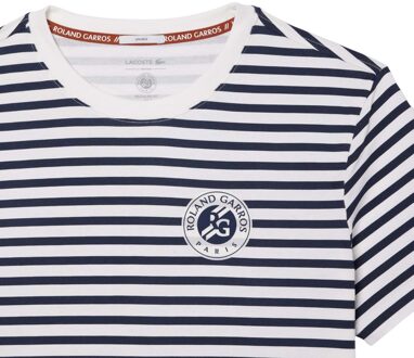 Lacoste Volwassen Unisex Roland Garros Editie Ultra Dry T-Shirt (Wit) Blauw en wit - S