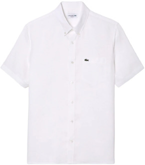 Lacoste Witte Linnen Overhemd voor Heren Lacoste , White , Heren - 2Xl,Xl,L,M,S,5Xl,4Xl,3Xl