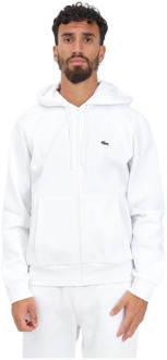 Lacoste Witte Rits Sweater, Stijlvol en Warm voor Heren Lacoste , White , Heren - 2Xl,Xl,L,M,S