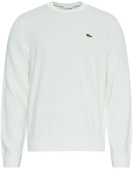 Lacoste Witte Sweater met Geborduurde Krokodil Lacoste , White , Heren - 2Xl,Xl,L,M,S,Xs,4Xl,3Xl