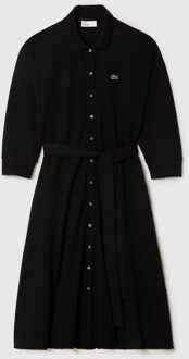 Lacoste Women's Lacoste 3/4 Sleeve Pique Polo Dress in Black Zwart
