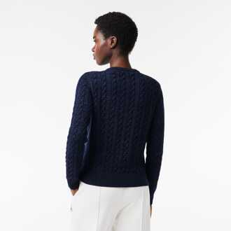 Lacoste Women's Lacoste Cable Knit Sweatshirt in Navy