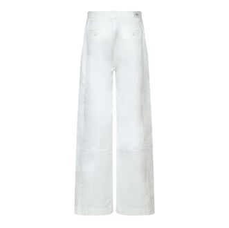 Lacoste Women's Lacoste Cotton Gabardine Trousers in Cream Crème - EU 42 / UK 14