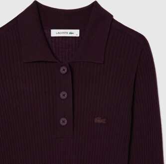 Lacoste Women's Lacoste Long Sleeve Wool Polo Dress in Brown Bruin