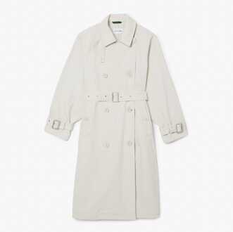 Lacoste Women's Lacoste Oversized Denim Trench Coat in Grey - maat EU 36 / UK 8 Grijs