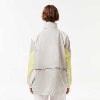 Lacoste Women's Lacoste Oversized Hooded Colourblock Jacket in Grey Grijs - EU 36 / UK 8
