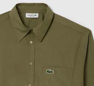 Lacoste Women's Lacoste Oversized Poplin Shirt in Khaki - maat Kaki
