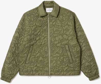 Lacoste Women's Lacoste Quilted Floral Jacket in Khaki Kaki - EU 36 / UK 8