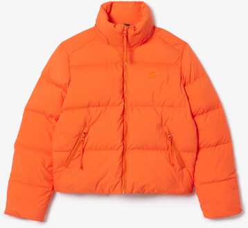 Lacoste Women's Lacoste Relaxed-Fit Hooded Down Jacket in Orange Oranje