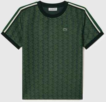 Lacoste Women's Lacoste Slim-Fit Monogram Jacquard T-Shirt in Green Groen - EU 38 / UK 10