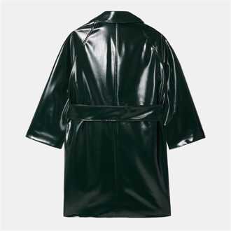 Lacoste Women's Lacoste Tailored Collar Vinyl Trench Coat in Green - maat EU 34 / UK 6 Groen