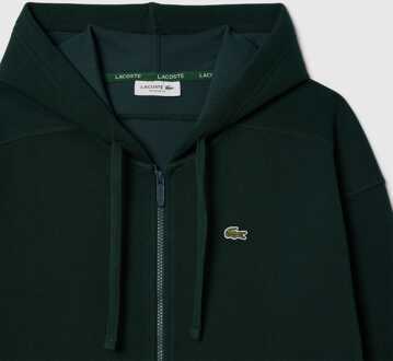 Lacoste Women's Lacoste Zip-Up Pique Hoodie in Green Groen - EU 36 / UK 8