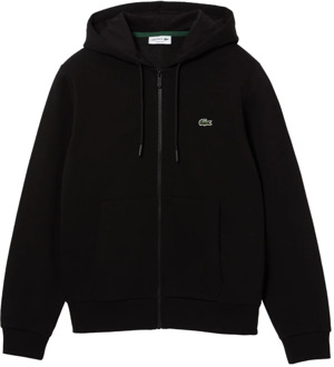 Lacoste Zwarte Full Zip Logo Sweatshirt Lacoste , Black , Heren - 2Xl,Xl,L,M,S,Xs